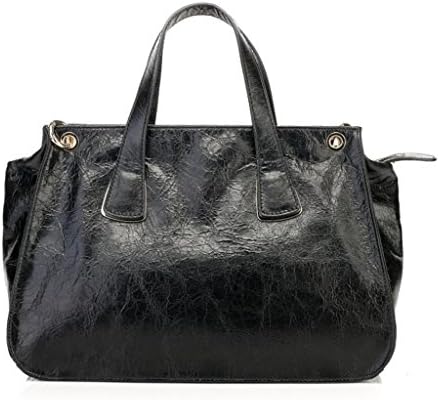 HIDE 1858 Vashon Black Leather Women Fashion Leather Tote Bags LH1040
