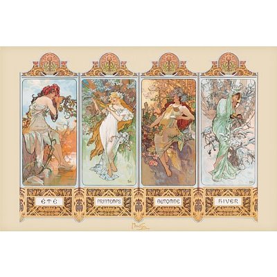 The Four Seasons Poster Print by Alphonse Mucha, 36x24