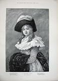1889 STOREY FINE ART BEAUTIFUL YOUNG GIRL LADY HAT FUR