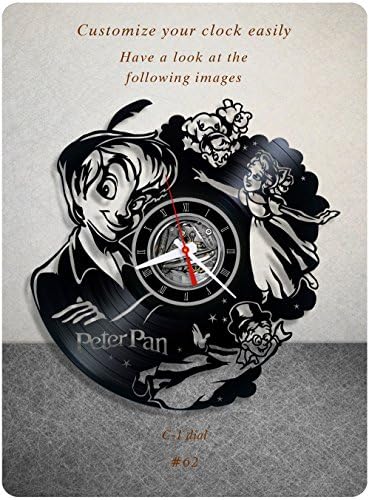 Peter Pan vinyl clock, vinyl wall clock, vinyl record clock, walt disney animated classics series wendy kids room home decor art gift 062 - (c1)