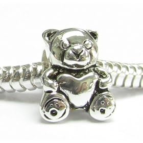 925 Sterling Silver Teddy Bear Heart Love Bead Charm For European Story Charm Bracelets