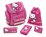Undercover HK11825 - Schulranzenset Hello Kitty 5- teilig, Schüleretui gefüllt, Schlamper, Geldbörse, Sportbeutel