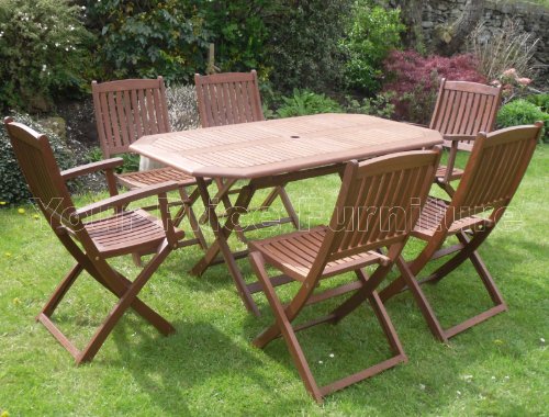 Canterbury Hardwood Garden Furniture 6 Seat Folding Patio Set Table & Chairs Ideal For Outdoor Living and Dining top Garden Furniture product Canterbury Hardwood Garden Furniture 6 Seat Folding Patio Set Table & Chairs Ideal For Outdoor Living and Dining picture