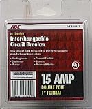 CONNECTICUT ELECTRIC & SWITCH TB215-ACE-S Interchangeable Circuit Breaker, Double Pole 15 Amp