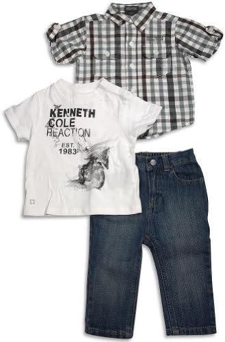 Kenneth Cole Reaction - Infant Boys 3 Piece Short Sleeve Jean Pant Set