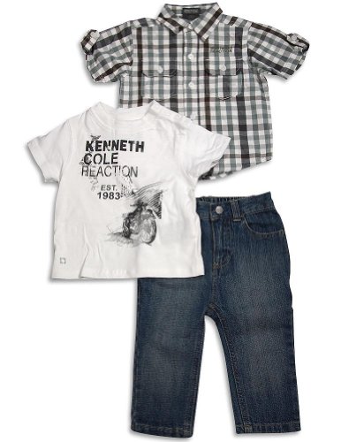 Kenneth Cole Reaction - Infant Boys 3 Piece Short Sleeve Jean Pant Set