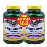 Spring Valley - Cinnamon 500 mg Plus Chromium, Twin Pack, 2 Bottles of 180 Capsules
