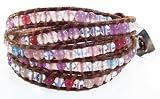 Wrap Bracelet Rainbow Skye in Colorful Jade and Agate Beads on Brown Leather. Extra Long Gemstone Wrap Bracelet Wraps 5 to 6 Times