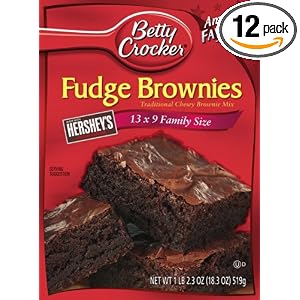 Betty Crocker Fudge Brownies, Family Size, 18.3-Ounce Boxes (Pack of 12) by Betty Crocker