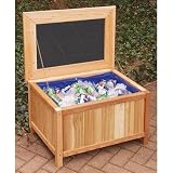 Cedar Storage Bench / Ice Chest with Cushion Top Color: Black