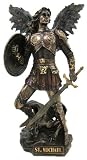 Archangel Saint Michael Statue Real Bronze Powder Cast Sculpture 12 ½-inch