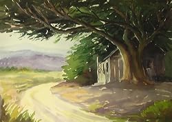 Whalers Cabin, By Helen Barker, Watercolor Painting on Archival Paper - Framed Artwork