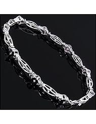 Stunning 0.15 Ct Sterling Silver Genuine Diamond Tennis Bracelet 7 "