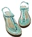 Walstar Women's Summer T-Strap Retro Jelly Rain Flat Sandals with Rhinestone