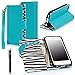 iPhone 5C Case, iPhone 5C Flip Case - E LV Deluxe Zebra Print Interior PU Leather Wallet Purse Flip Folio Stand Case Cover for iPhone 5C with 1 Stylus and 1 Clear Screen Protector (Turquoise)