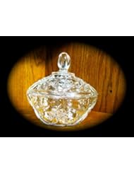 Vintage Anchor Hocking Prescut Star of David Candy Dish with lid (5.5" tall x 5.5" across)