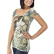 License Juniors Seductress Burn-Out Graphic Tee - Grass