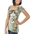 License Juniors Seductress Burn-Out Graphic Tee - Grass