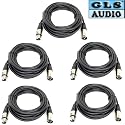 GLS Audio 25FT Professional Mic Cables - Black - XLR / XLR - 5 PACK