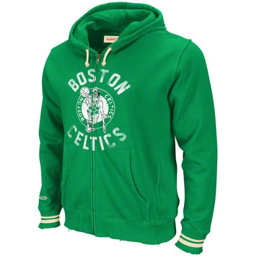Boston Celtics Green Mitchell & Ness Center Of Attention Fleece Hooded Sweatshirt