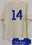 Ernie Banks Autographed/Hand Signed Cubs Throwback Cooperstown Collection Jersey