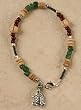 Glass and Bone Bead Fetish Turtle Bracelet