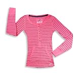 Jade - Girls Long Sleeve Striped Henley Tee Shirt, Rose