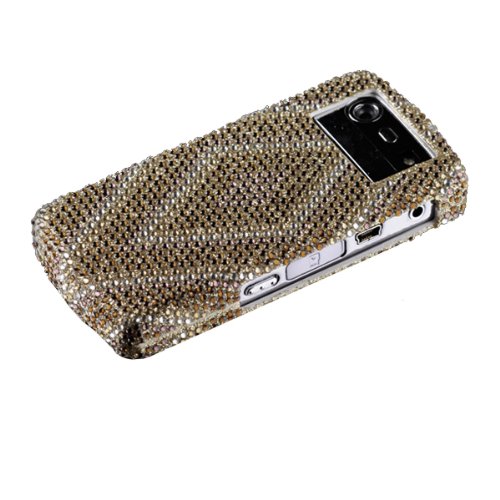 Gold & Chocolate Diamonds “Crystal Art” bling case faceplate for Blackberry Pearl 8100 8110 8120 8130