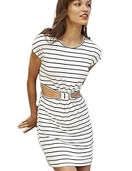 Sexy Summer Striped Print Polyester Short Sleeves Mini Dress 
