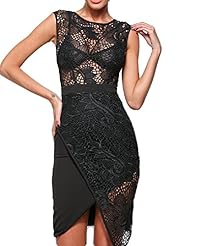 Stretchy Lace Ruched Above the Knee Sleeveless Party Dress/Mini Dress 