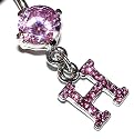 Pierced & Modified  Body Jewellery Navel Bars  Pink Crystal Initial Dangle Belly Bar  H