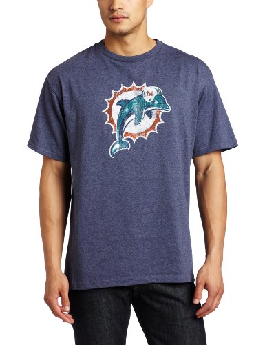 NFL Men's Miami Dolphins Vintage Logo III Short Sleeve Basic Tee (Distressed Navy, Large)