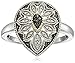 Amazon Collection Sterling Silver and 14kt Gold Pear Shape Black or Blue Diamond Art Deco Ring
