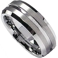 Tungsten Carbide Men's Ladies Unisex Ring Wedding Band 7MM Matt Ginish Grooved Center Comfort Fit (Available in Sizes 8 to 12) size 10