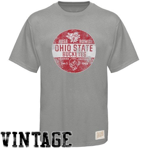 Original Retro Brand Ohio State Buckeyes Ash Rose Bowl Throwback Premium T-shirt (Small)