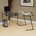 L-Shaped Desk - Black/ Clear Glass