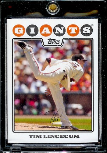 2008 Topps Baseball Cards # 165 Tim Lincecum - San Francisco Giants - MLB Baseball Trading Card in a Protective Screw Down Display Case