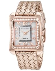 Vernier Womens VNR11065RG Fashion Glitz Polyurethane Quartz Watch