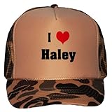 I Love/Heart Haley Adult Brown Camo Mesh Back Hat / Baseball Cap