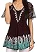 Sakkas Cora Relaxed Fit Batik Design Embroidery Cap Sleeves Blouse / Top