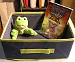 Non-Woven Colapsible Navy Blue Trimmed in light Green Container Boxes 11.5 X 8.5 in x 4.75 in-TWO BOXES