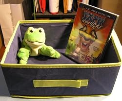 Storage boxes, Collapsible Navy Blue Trimmed in light Green Container Boxes 11.5 X 8.5 in x 4.75 in-TWO BOXES
