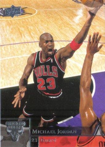 2009 / 2010 Michael Jordan Upper Deck Mint Basketball Card #23 with Jordan Pictured in Black Chicago Bulls Jersey. Card Is Shipped in Protective Screwdown Holder.