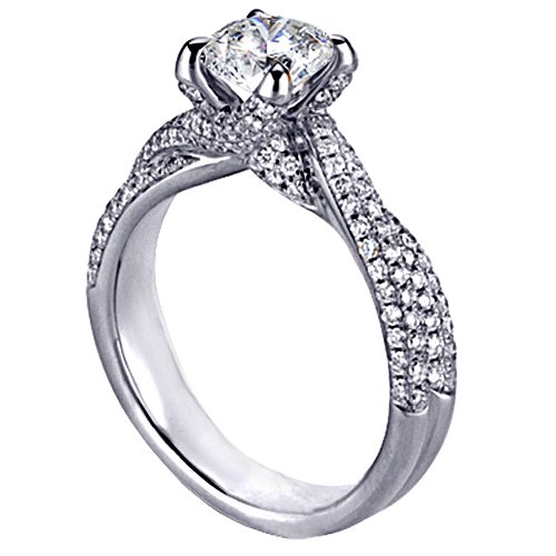 ... Set Round Diamond Braided Engagement Ring in 18k White Gold - Size 6