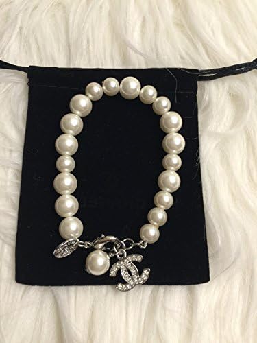 Pearl Bracelet with Metal Cz Crystal Charm (Silver)
