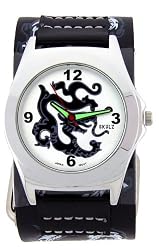Chinese Dragon White Dial White Dragon Print Wide Leather Wrist Watch