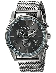Watch: Akribos XXIV Mens AK813GN Chronograph Gun Metal Stainless Steel Mesh Bracelet Watch - TWI Watches, LLC