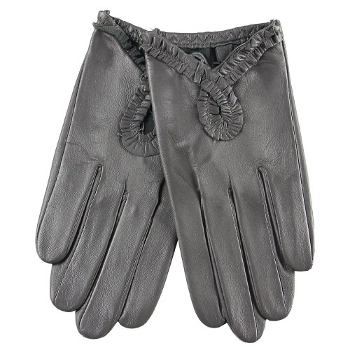 WARMEN Sexy Women's Genuine Nappa Leather Wrist Driving Unlined Gloves (M, Grey)