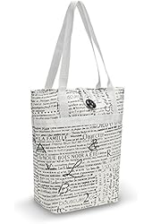 Kuzy - Gazeta BLACK Travel Tote Bag Cotton Handmade 16-inch for MacBook and Laptop, Book Bags - Black