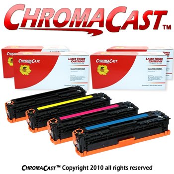 4 Pack Non-OEM Toner Cartridges for HP Color LaserJet CP1215 CP1515n CP1518ni CM1312nfi CM1312 MFP CB540A CB541A CB542A CB543A